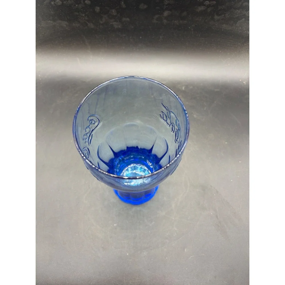 Coca-Cola Blue Ombre Glass Embossed Logo Bell Shape Tumbler 6 Inch
